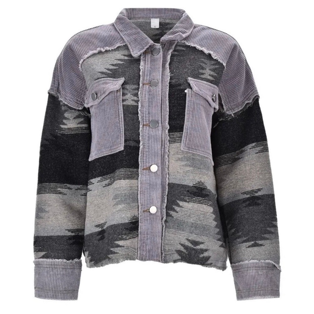 Blue B Aztec Patch Shacket Sz S NWOT!